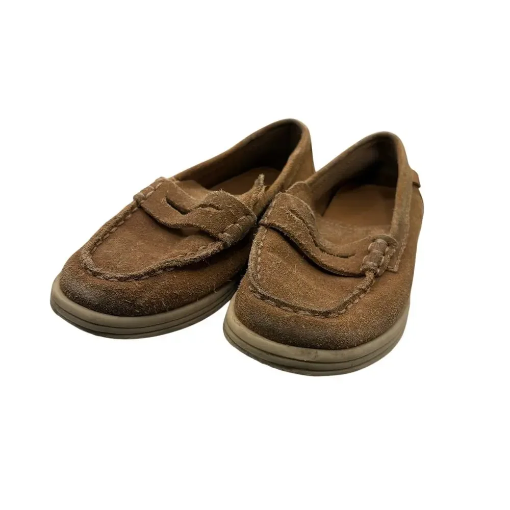 Brown Suede Loafers Casual Slip On Shoes Zara 26 Classic US 9.5 Girls Preppy